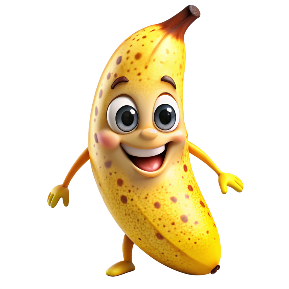 Excited banana character in mid-air jump png