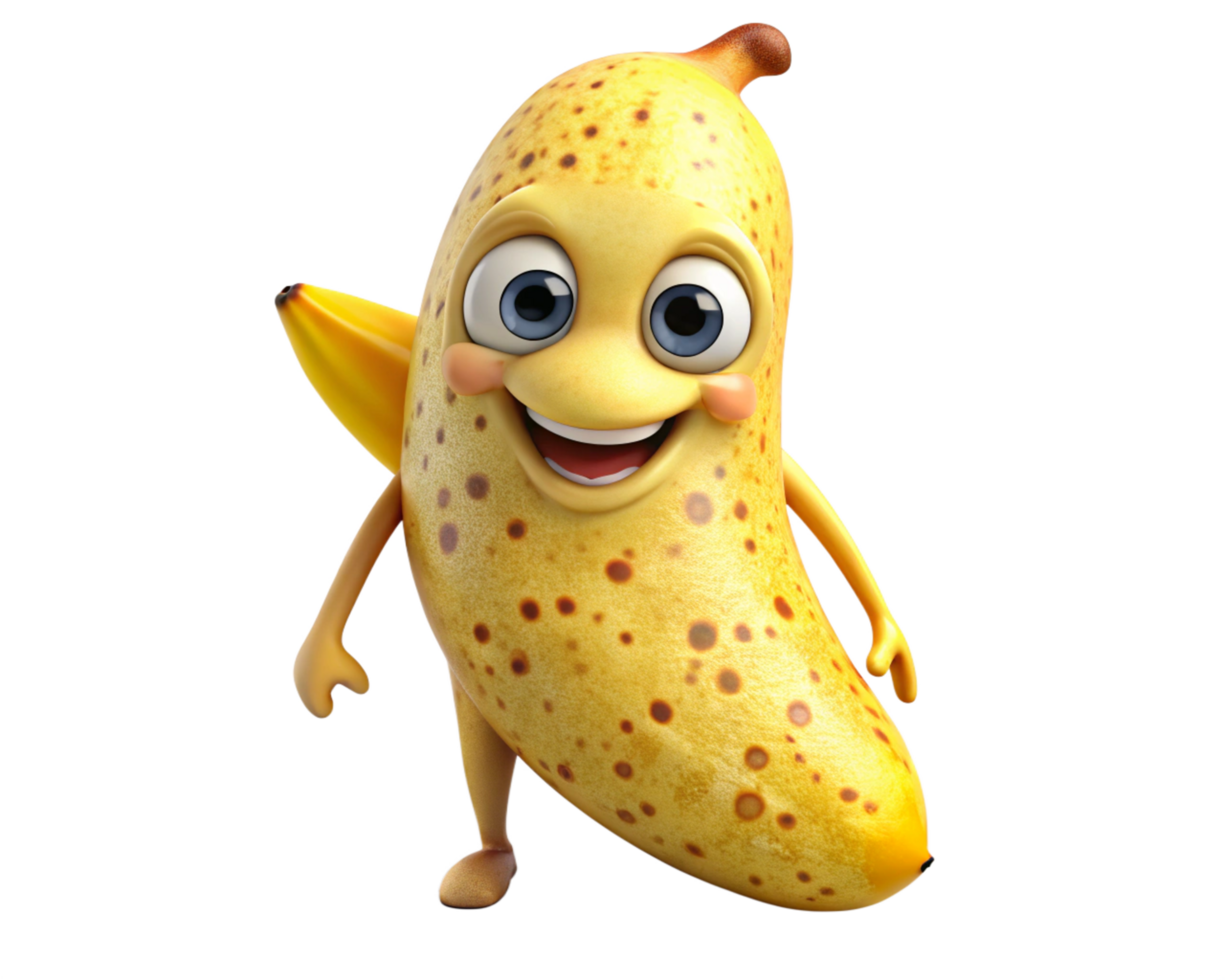 Funny banana mascot making silly faces png