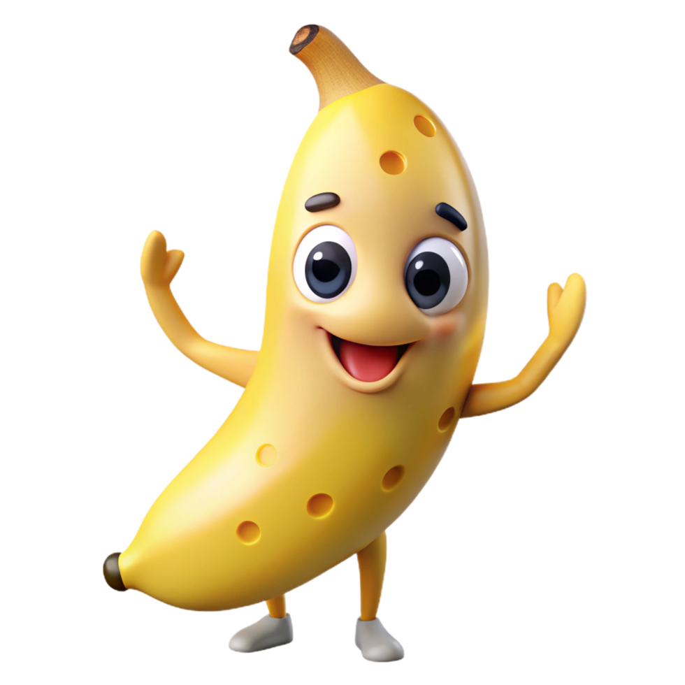 Funny banana cartoon wearing a bowtie png