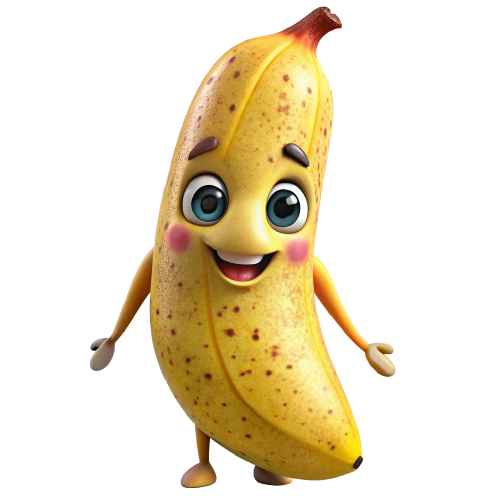 Goofy banana character sticking out its tongue png