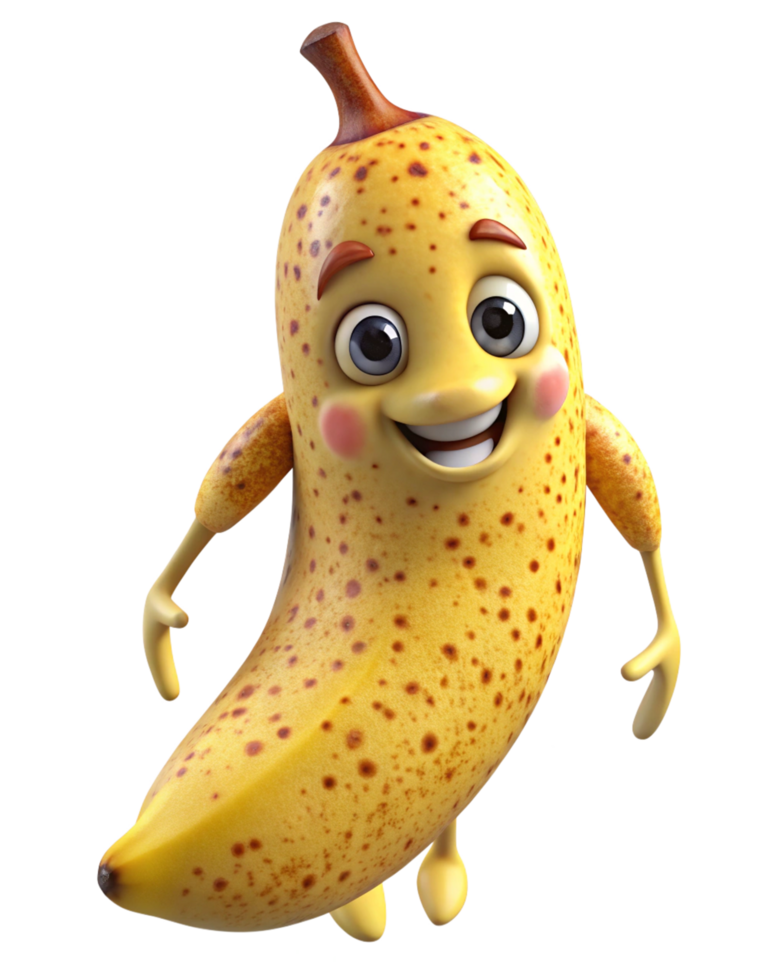 Excited banana mascot running in excitement png