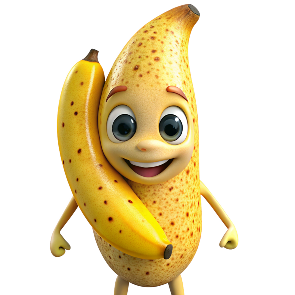 Adorable banana mascot holding a microphone png
