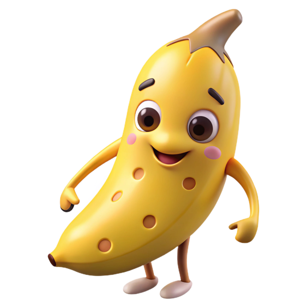Banana cartoon mascot giving a friendly wave png