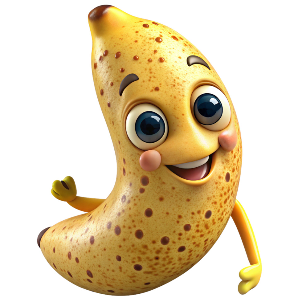 Joyful banana character holding a trophy png