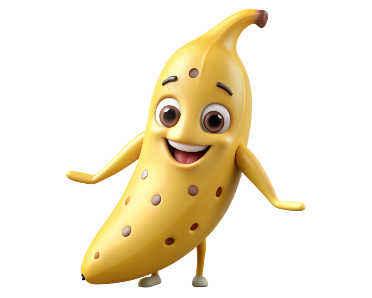 Jolly banana cartoon with arms wide open png