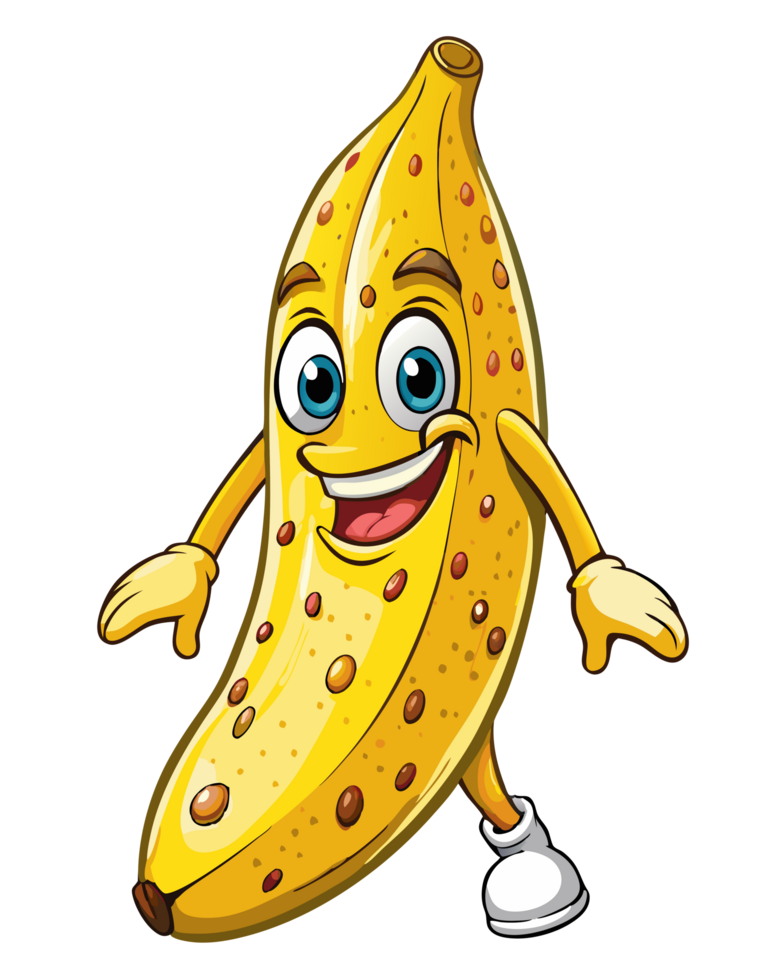 Adorable banana mascot running with energy png