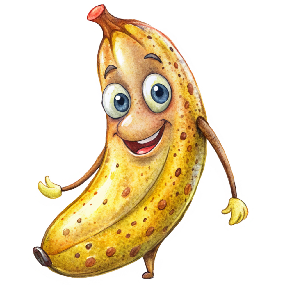 Smiling banana character ready for adventure png