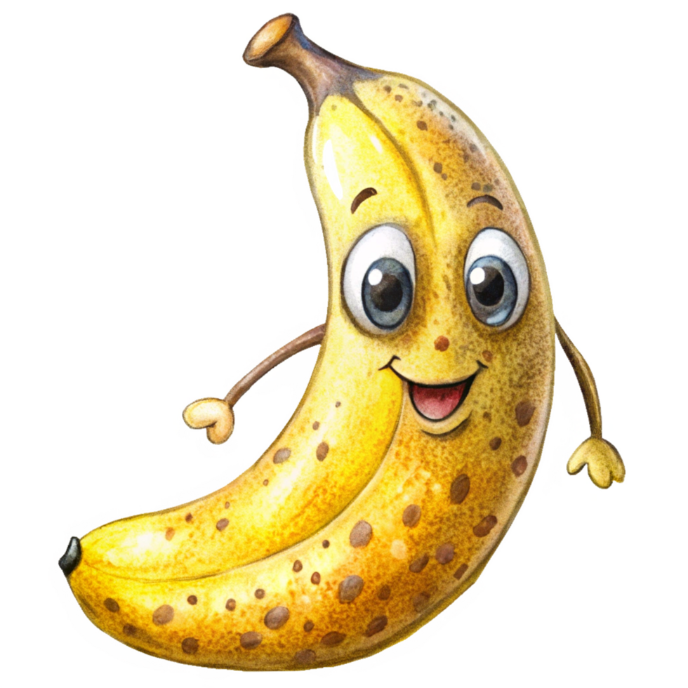 Expressive banana character with wide eyes png