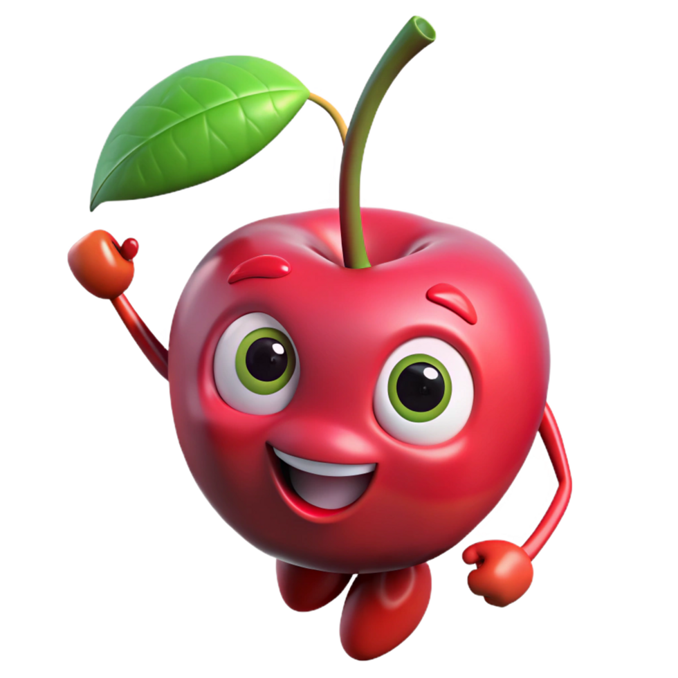 Cherry cartoon mascot standing still with a friendly face png