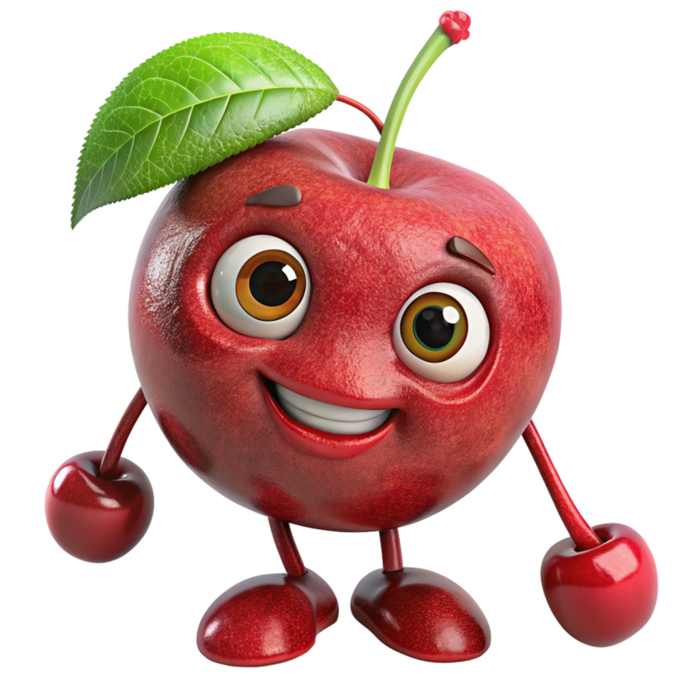 Happy cherry cartoon with a joyful and welcoming look png