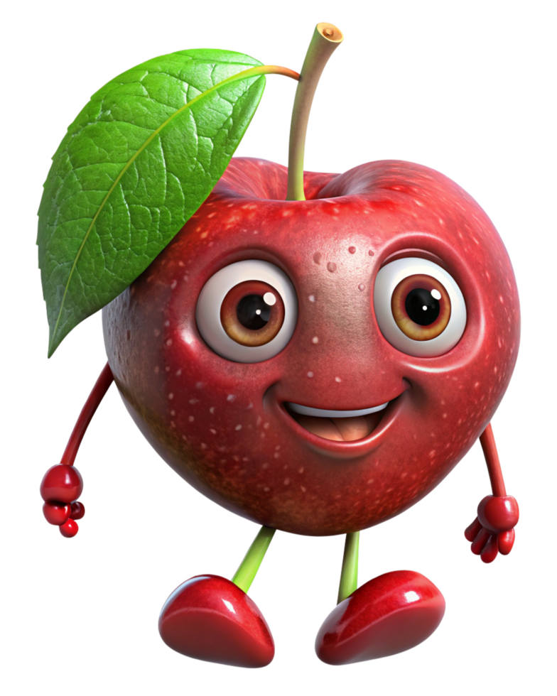 Cute cherry mascot with a simple standing pose png
