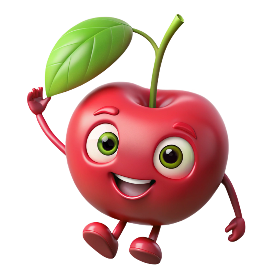 Happy cherry cartoon standing with a welcoming look png