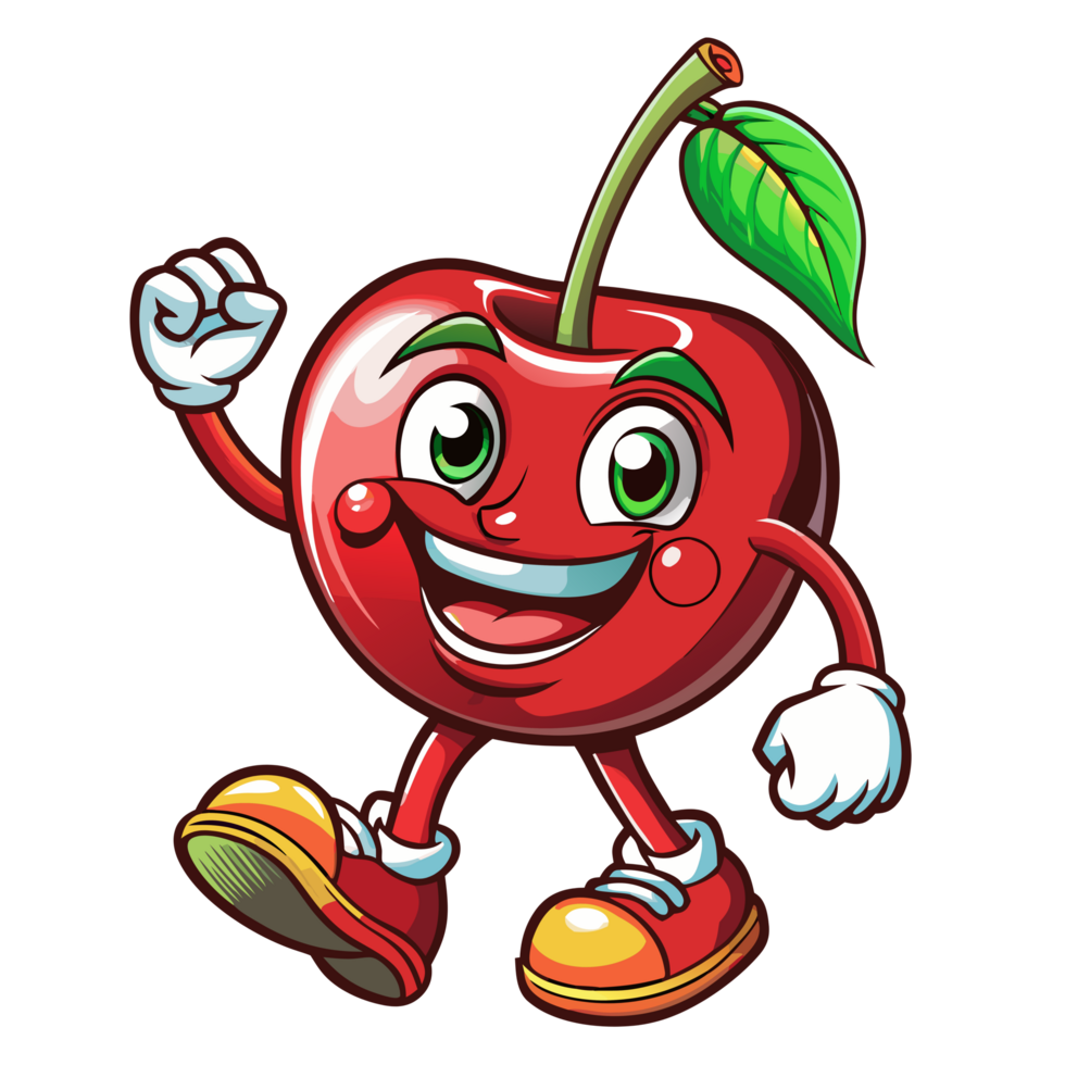 Cherry mascot standing with a happy and cute expression png