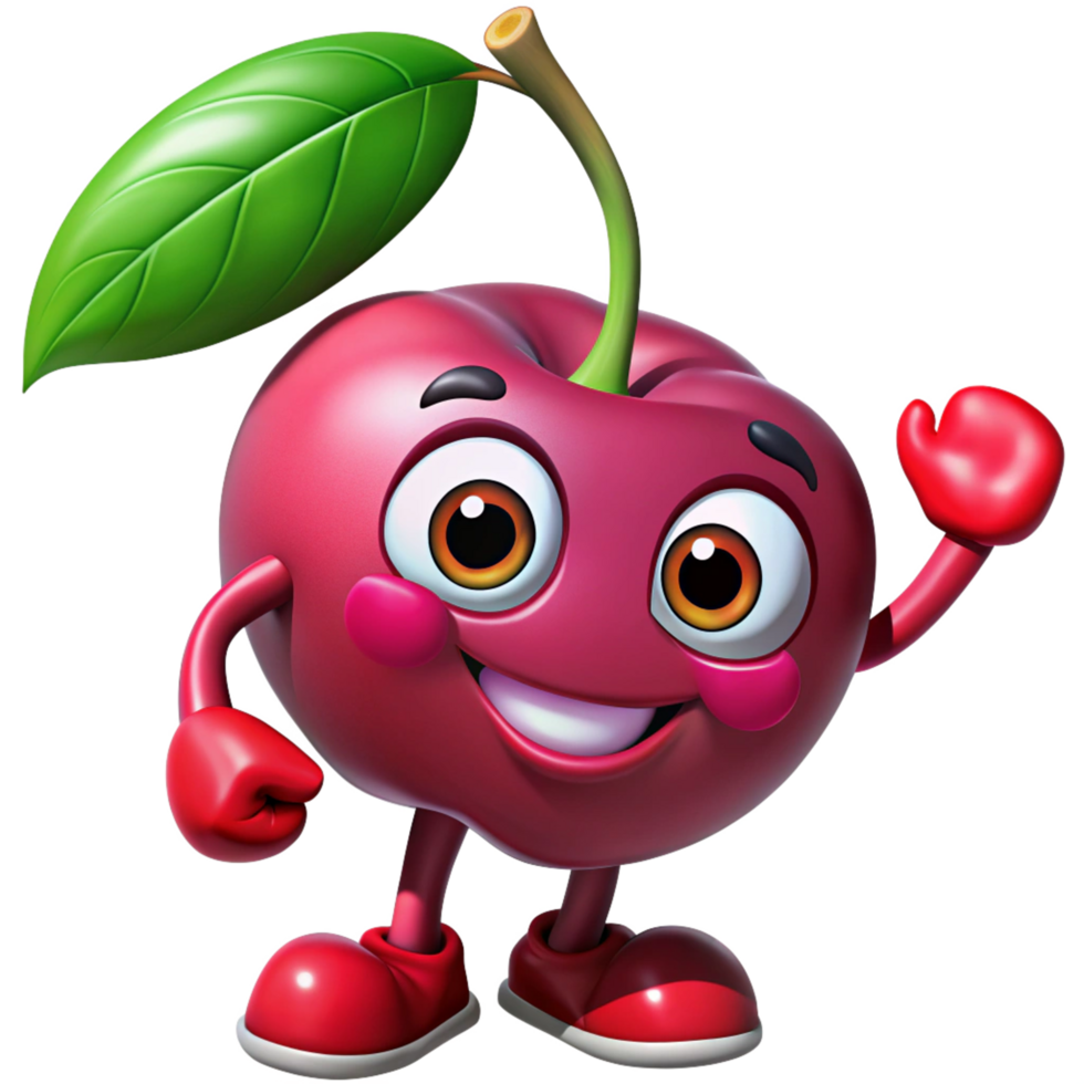 Silly cherry character making funny gestures png
