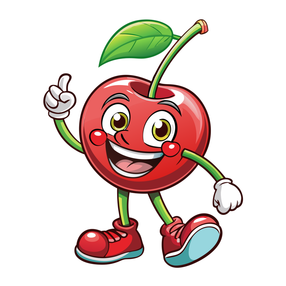 Happy cherry cartoon standing with a warm expression png