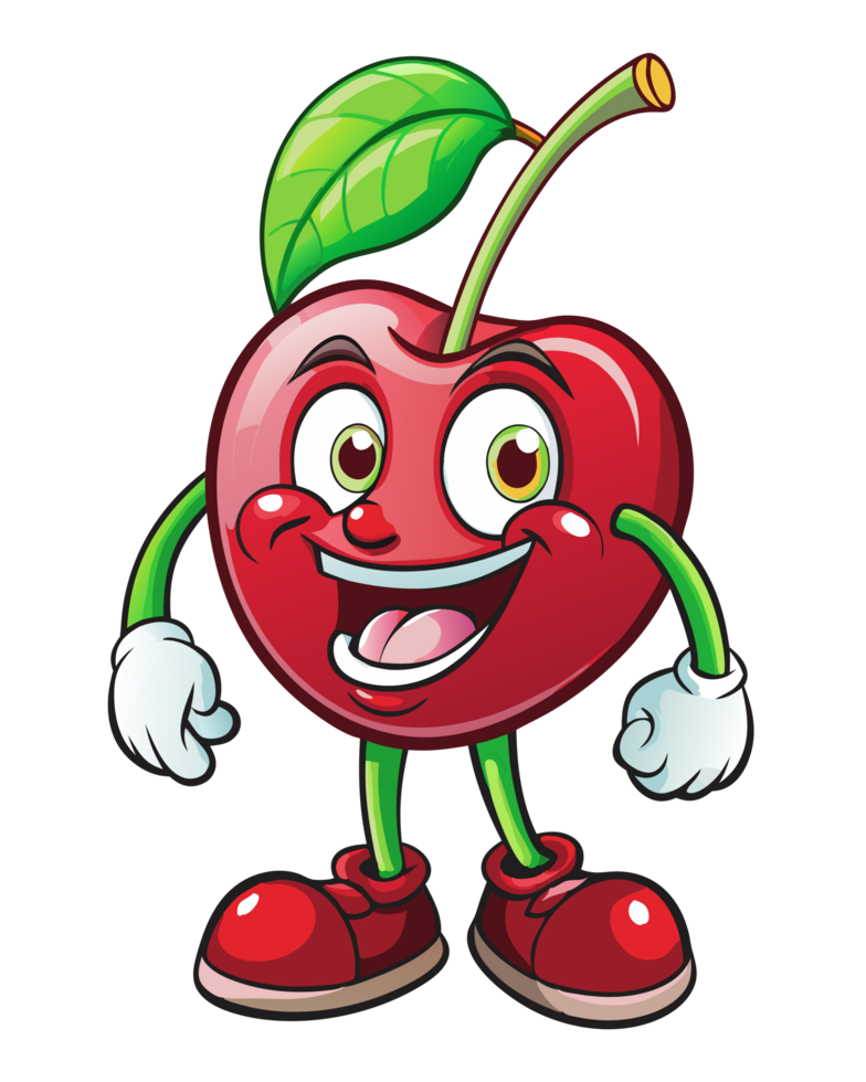 Friendly cherry character standing in a relaxed posture png