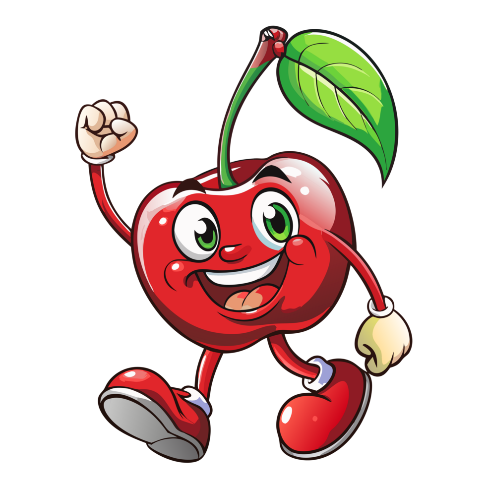 Cherry mascot standing with a happy and inviting expression png