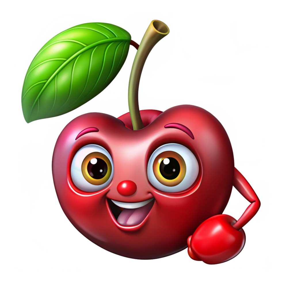 Expressive cherry character with wide eyes png