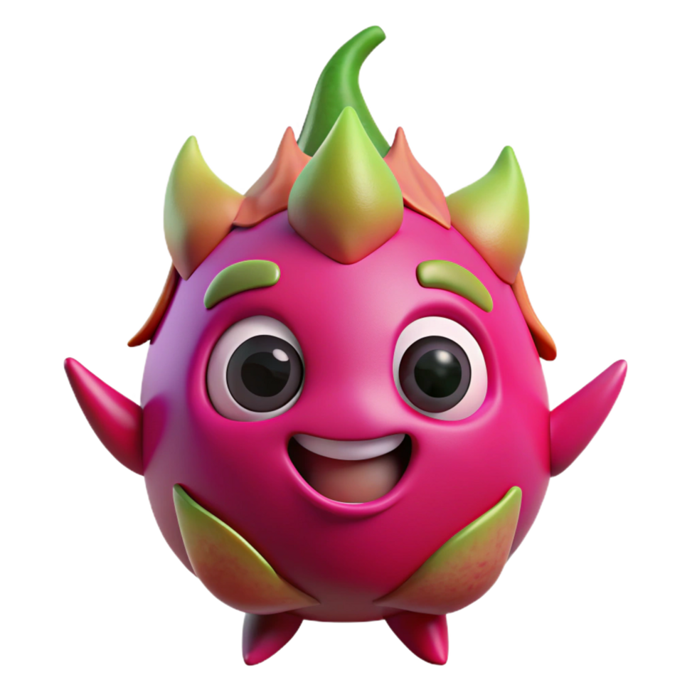 Smiling dragon fruit mascot standing still and looking friendly png