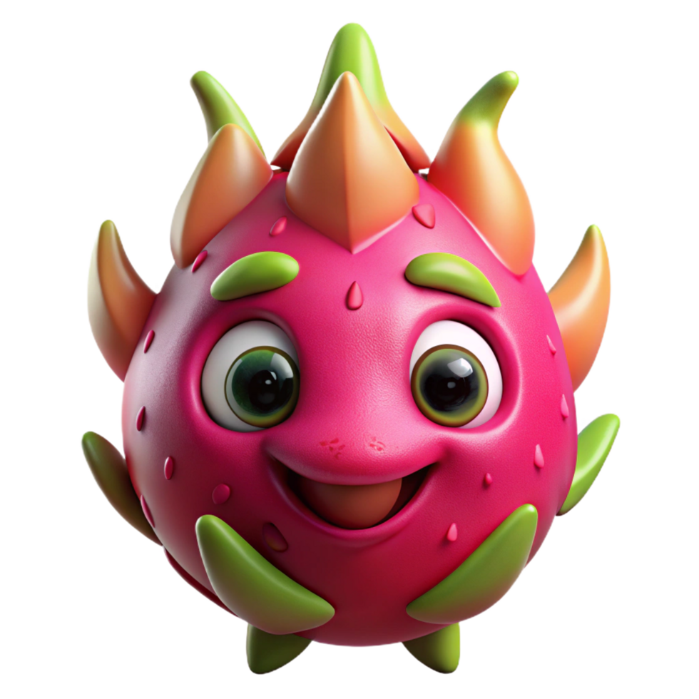 Dragon fruit mascot standing with a happy and cute expression png