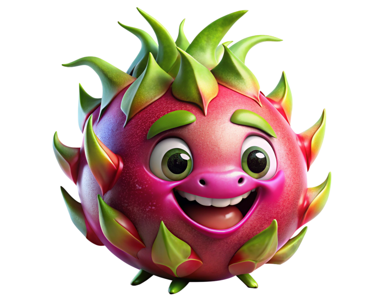 Dragon fruit mascot standing with a happy and inviting expression png