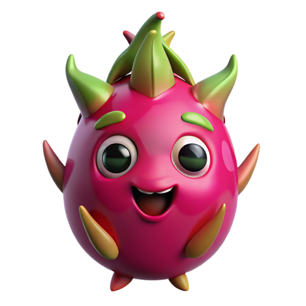 Dragon fruit mascot standing still with a happy energy png