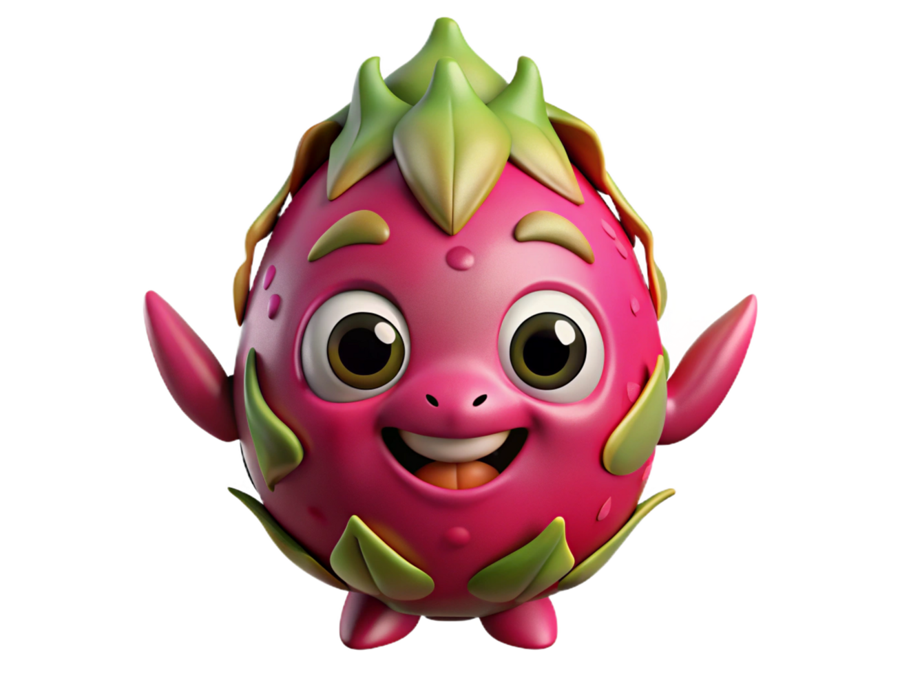 Cute dragon fruit character with a bright and positive expression png
