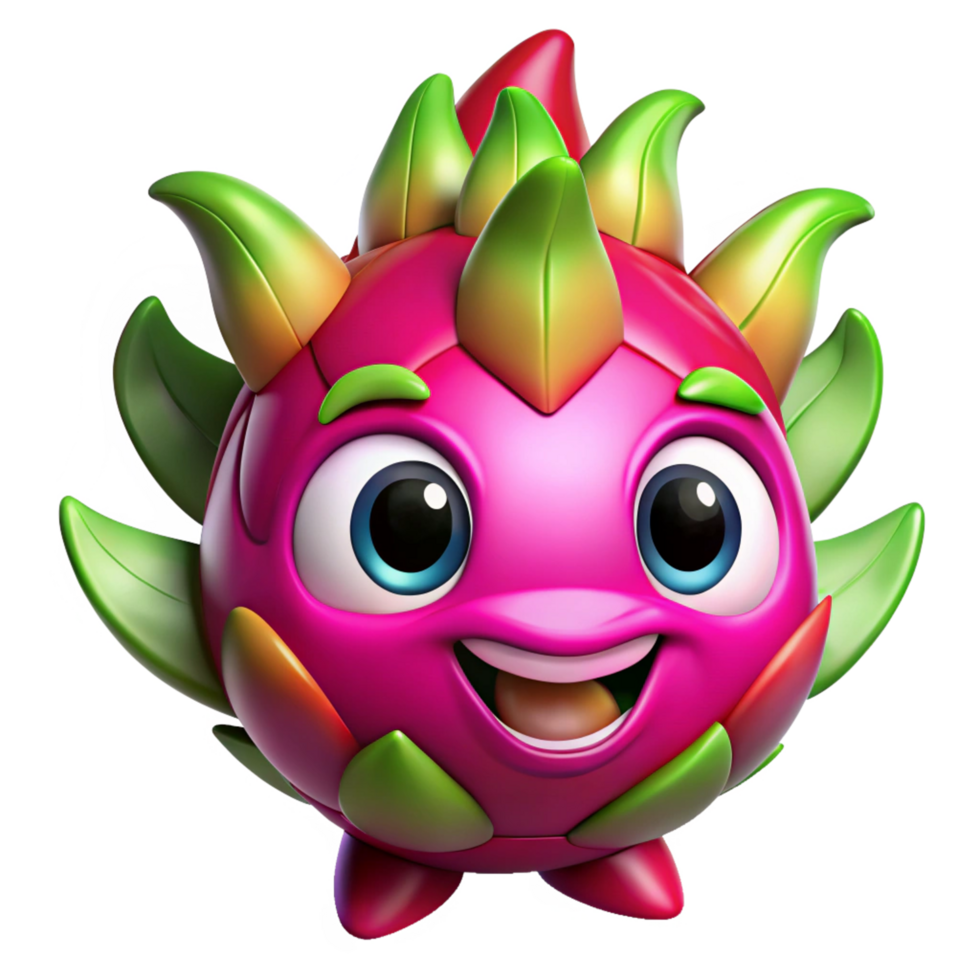 Happy dragon fruit cartoon standing with a welcoming look png
