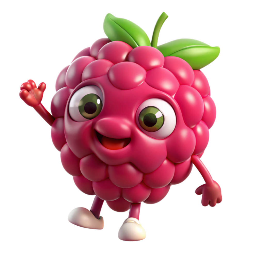Raspberry mascot standing with a happy and cute expression png