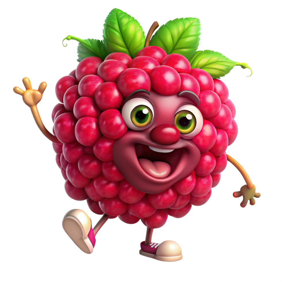 Simple and friendly raspberry cartoon standing in place png