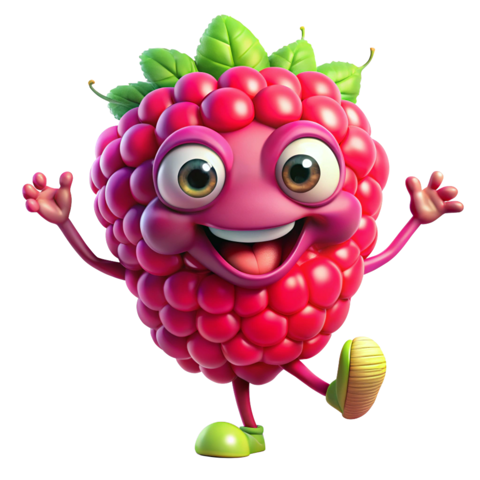 Adorable raspberry cartoon with a fresh and happy vibe png