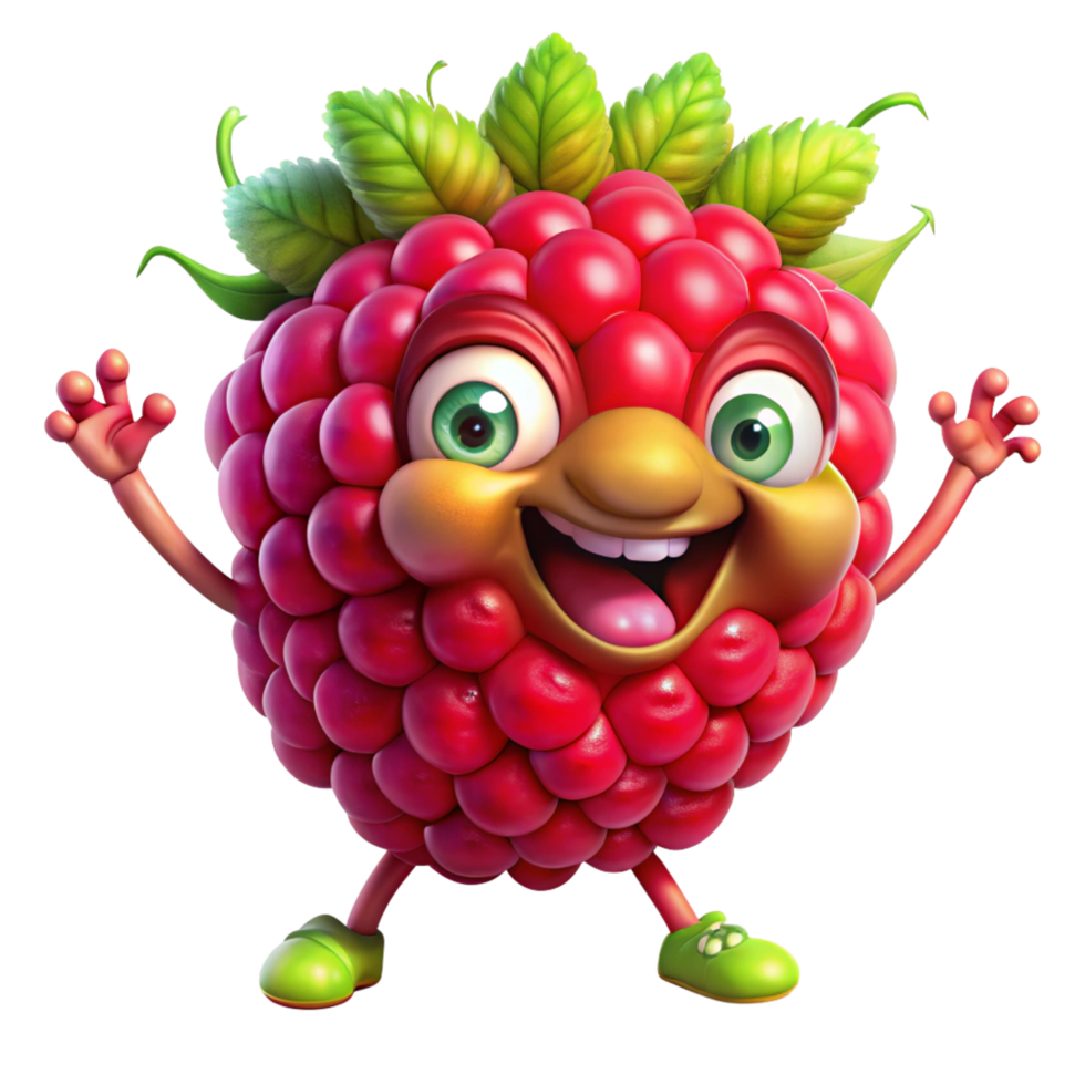 Raspberry mascot standing still with a welcoming expression png