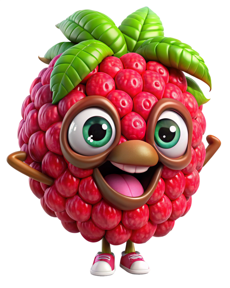 Happy raspberry cartoon standing naturally png