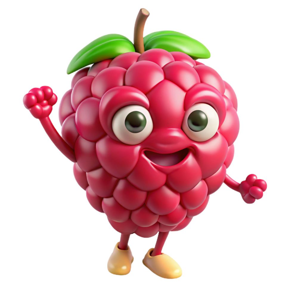 Cute raspberry character with a bright and positive expression png