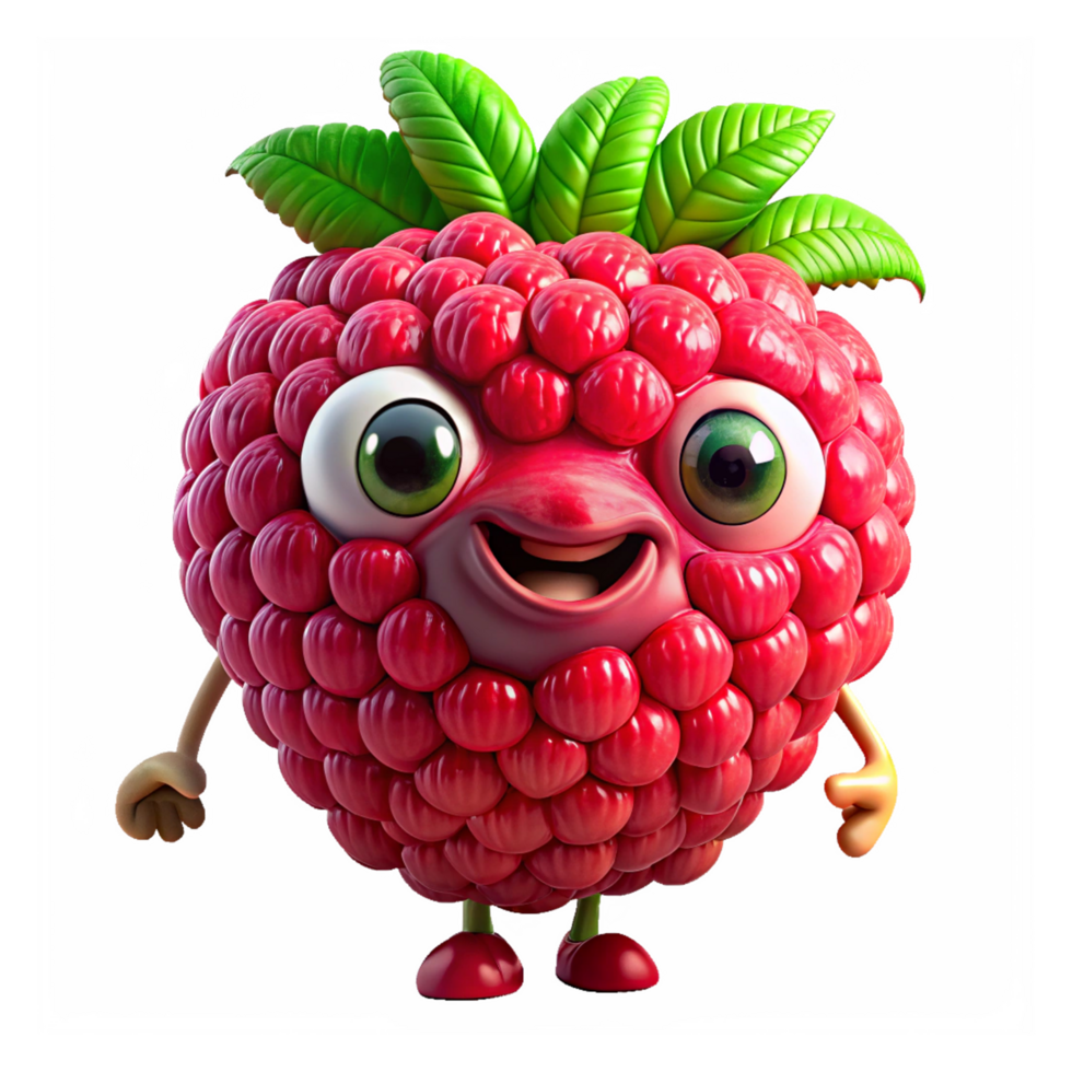 Happy raspberry mascot standing in a relaxed pose png