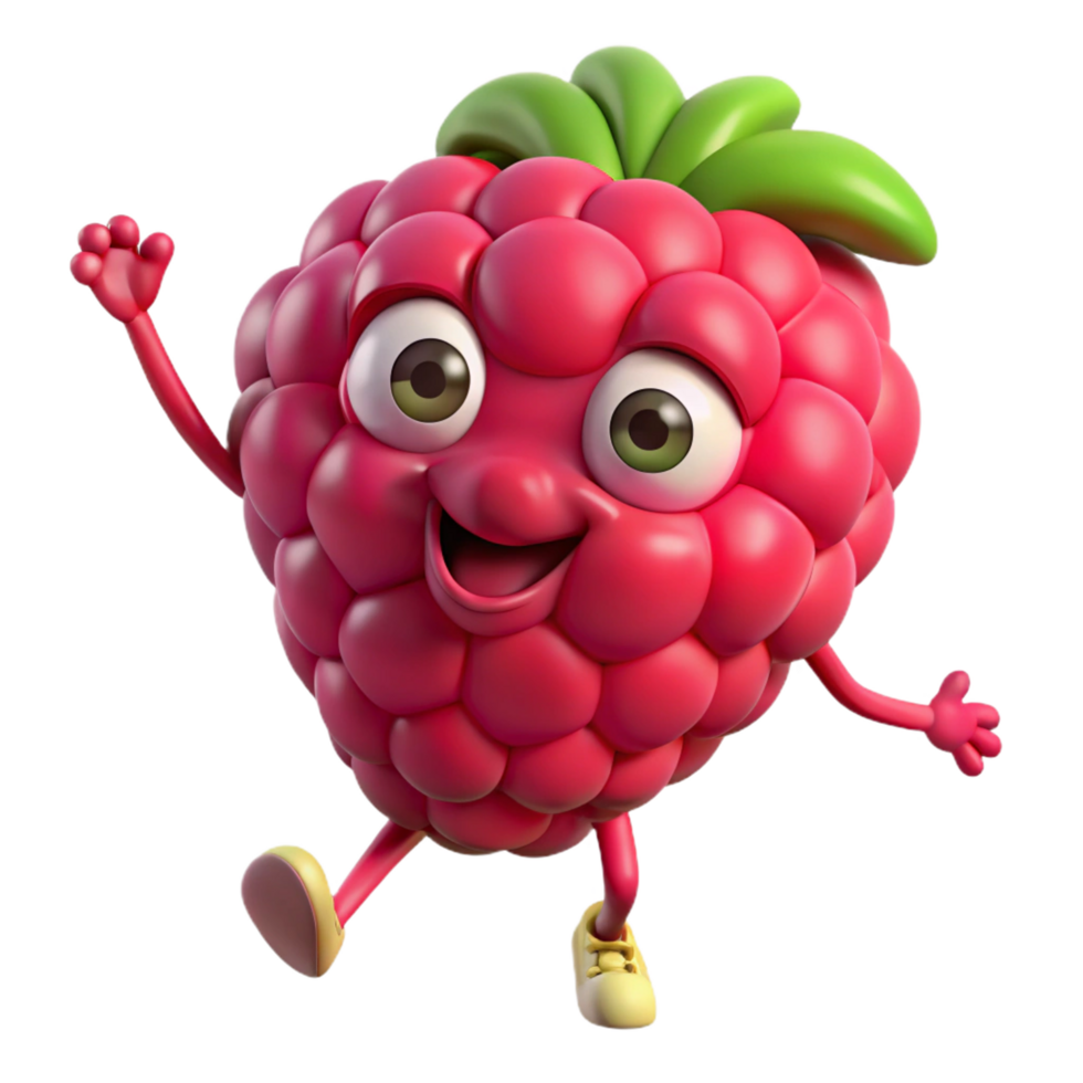 Simple raspberry character with a classic cartoon face png
