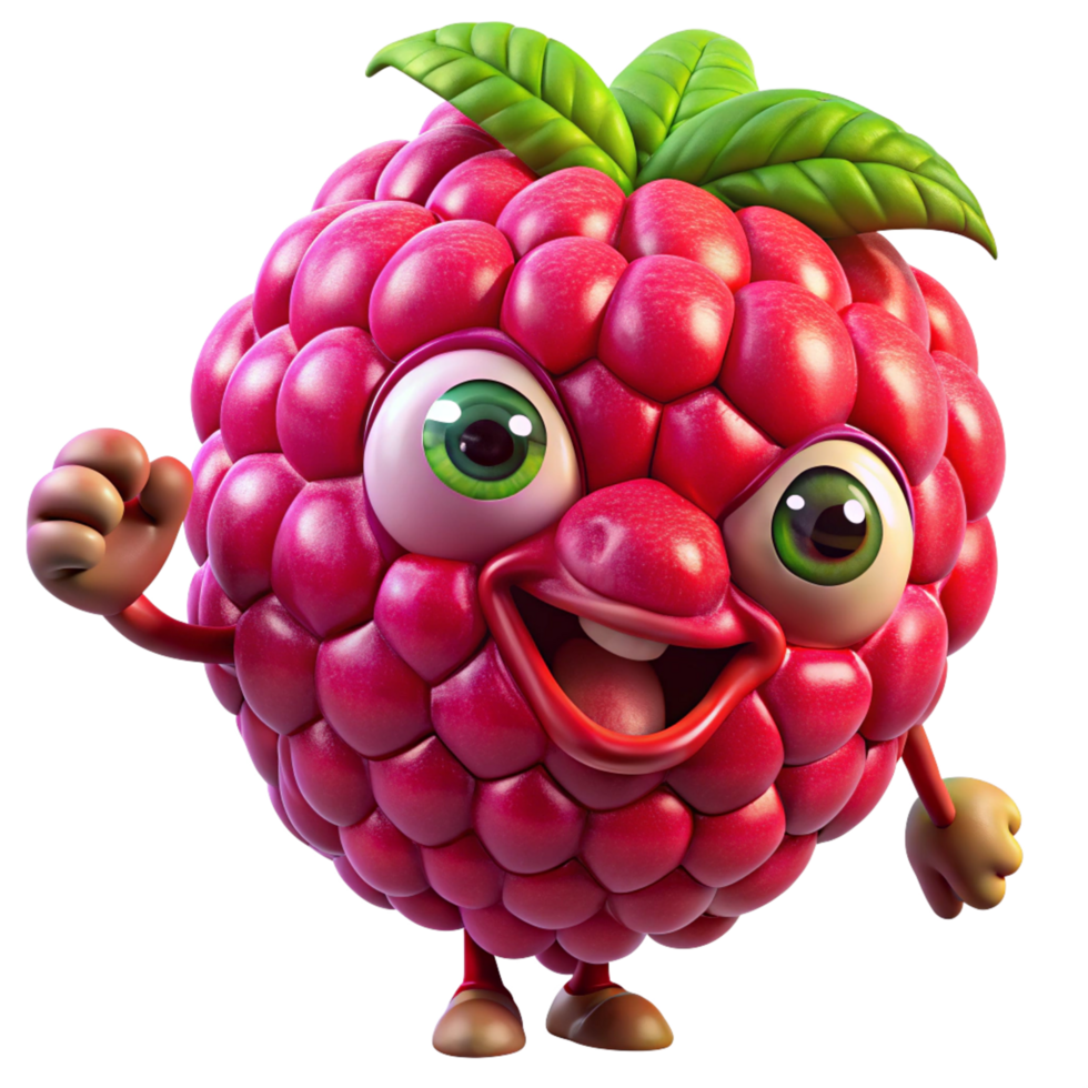 Simple and happy raspberry cartoon mascot png