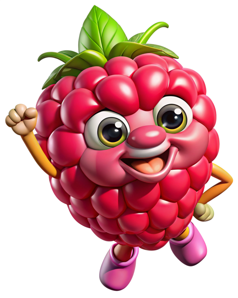 Happy raspberry cartoon standing with a welcoming look png