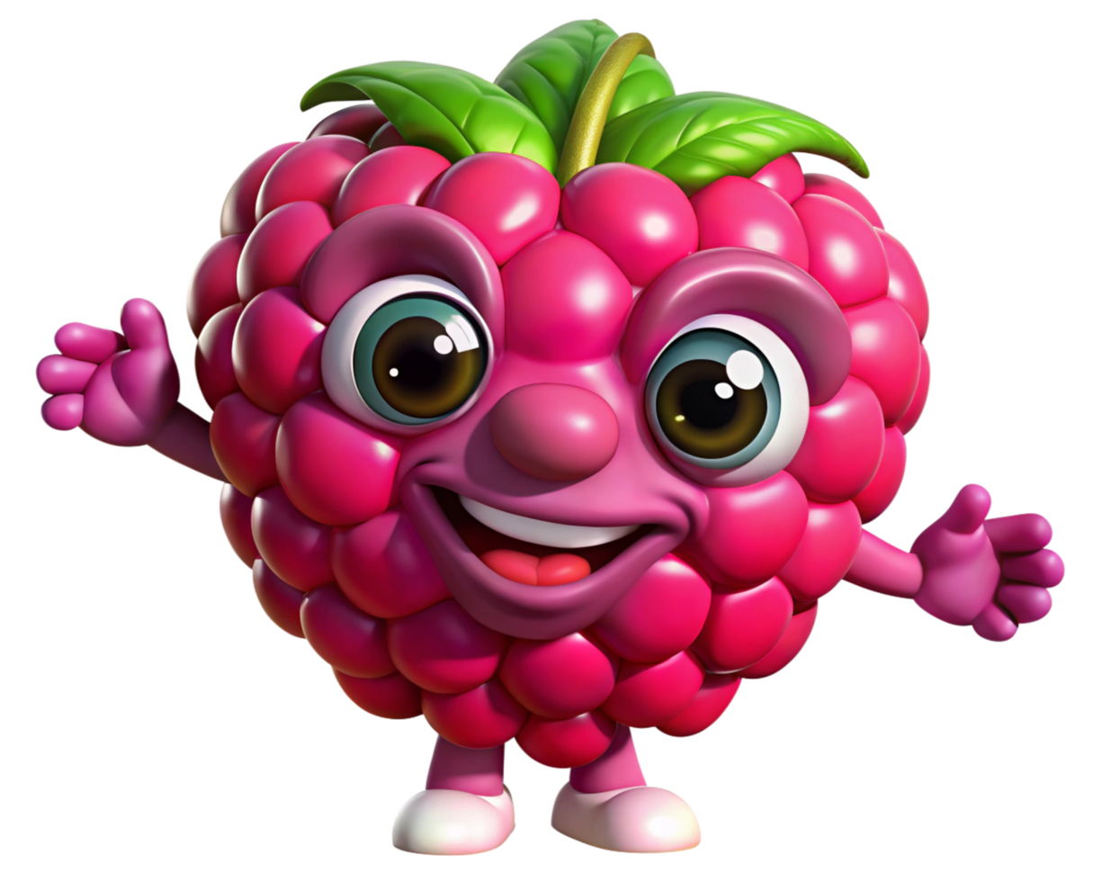 Friendly raspberry cartoon with a simple happy face png