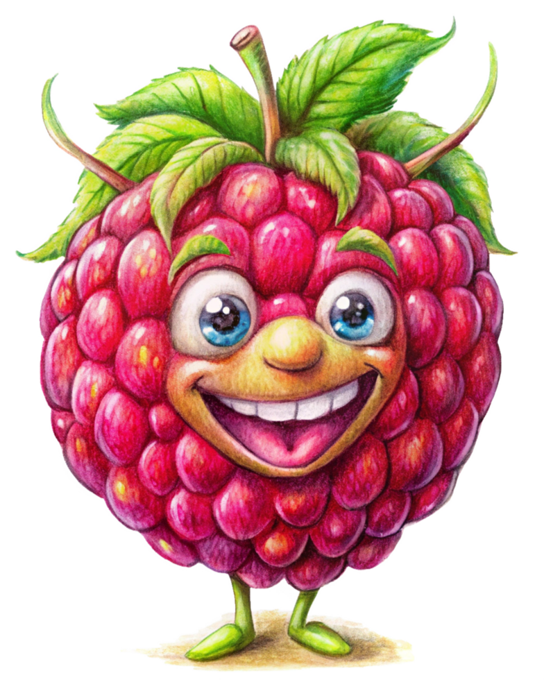 Happy raspberry cartoon with a fresh and bright look png