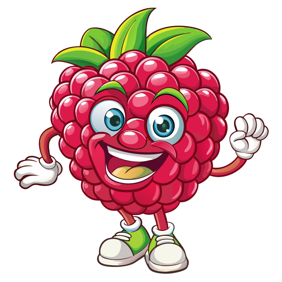 Raspberry cartoon character standing with a cheerful expression png