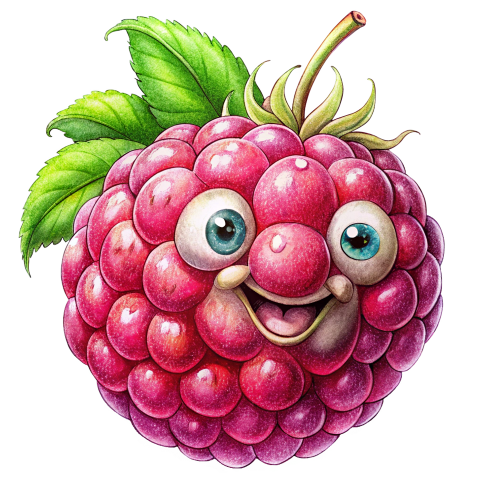 Adorable raspberry cartoon standing in place happily png