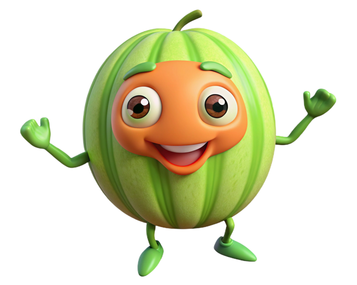 Adorable watermelon cartoon with a fresh and happy vibe png