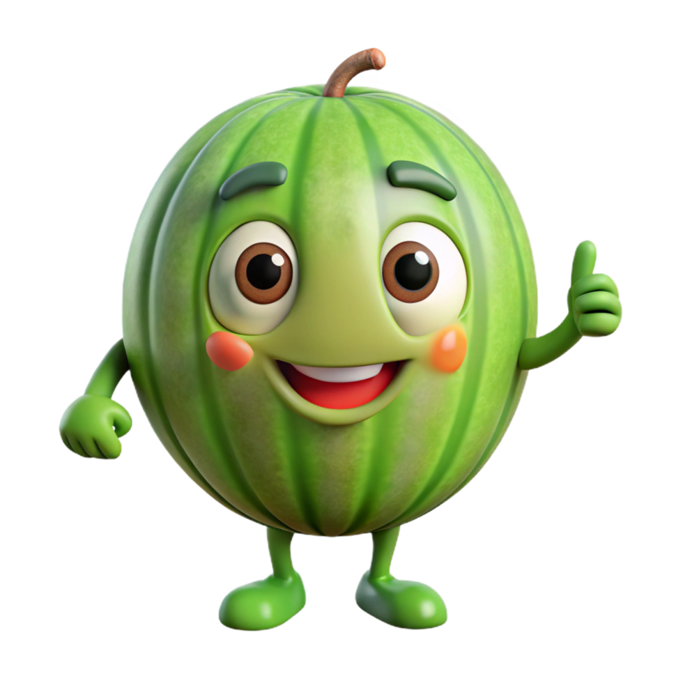Happy watermelon character standing with a cheerful look png