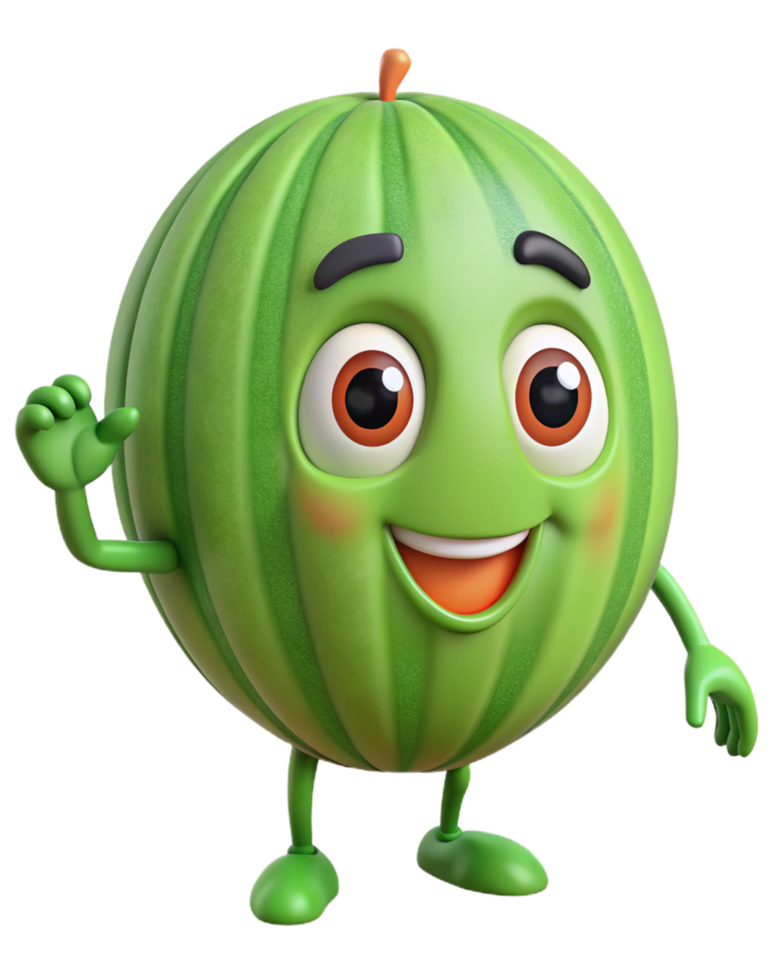 Happy watermelon cartoon standing naturally png