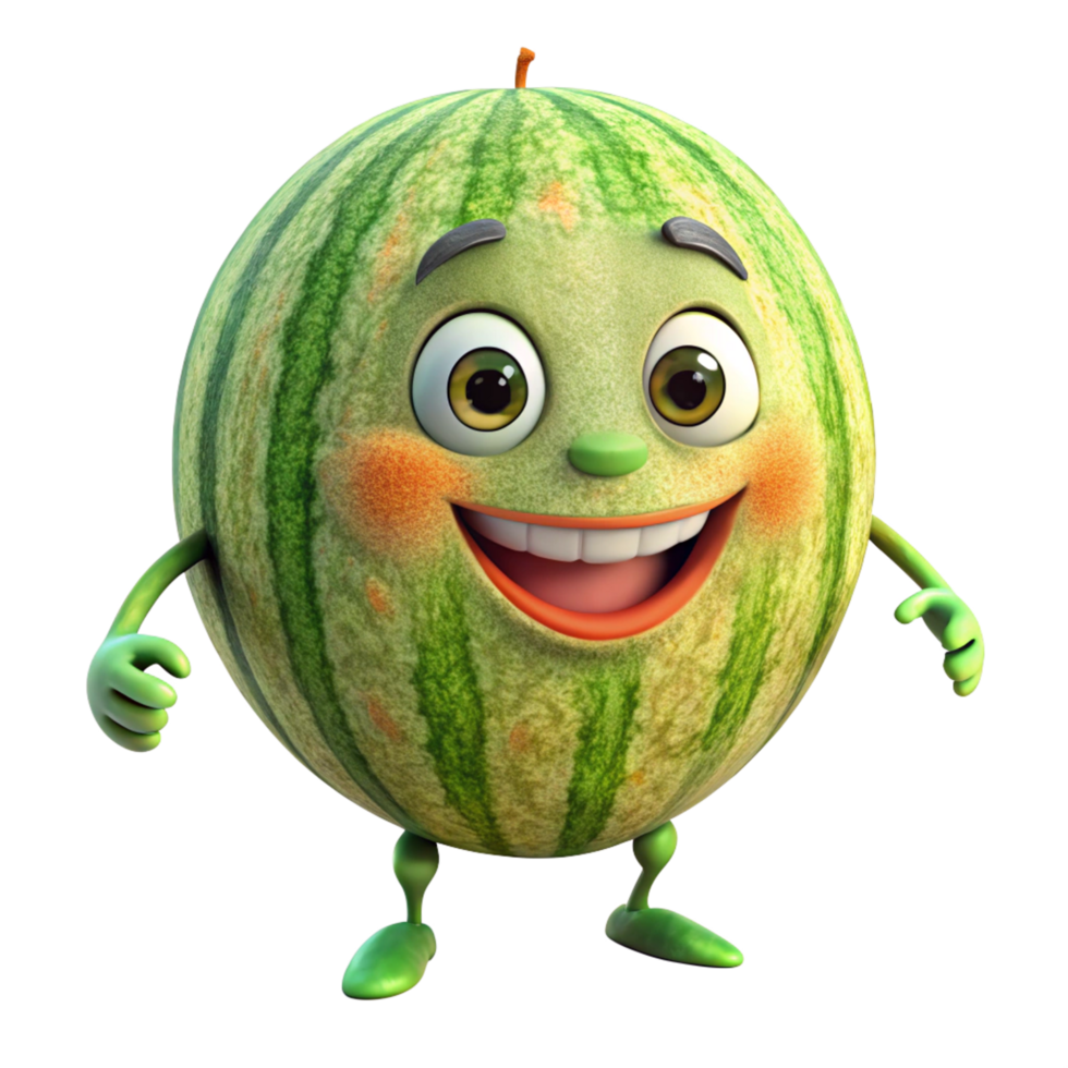 Friendly watermelon mascot with a joyful and welcoming look png
