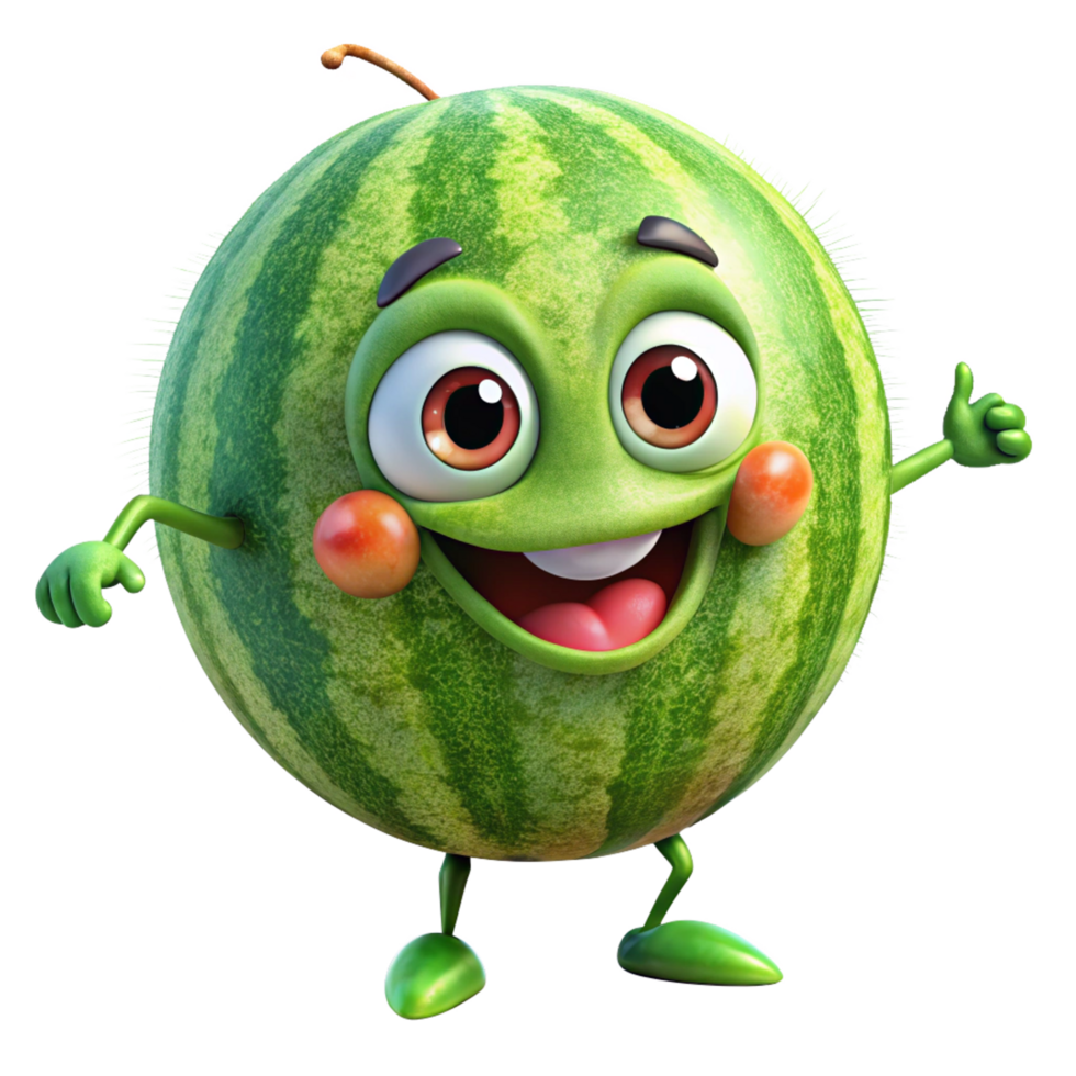 Happy watermelon cartoon character with a positive and fun energy png