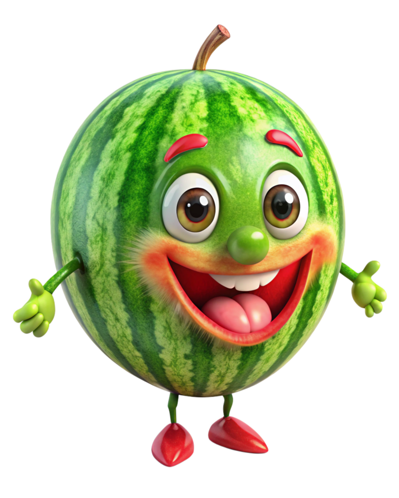 Adorable watermelon character standing in place with a cute smile png