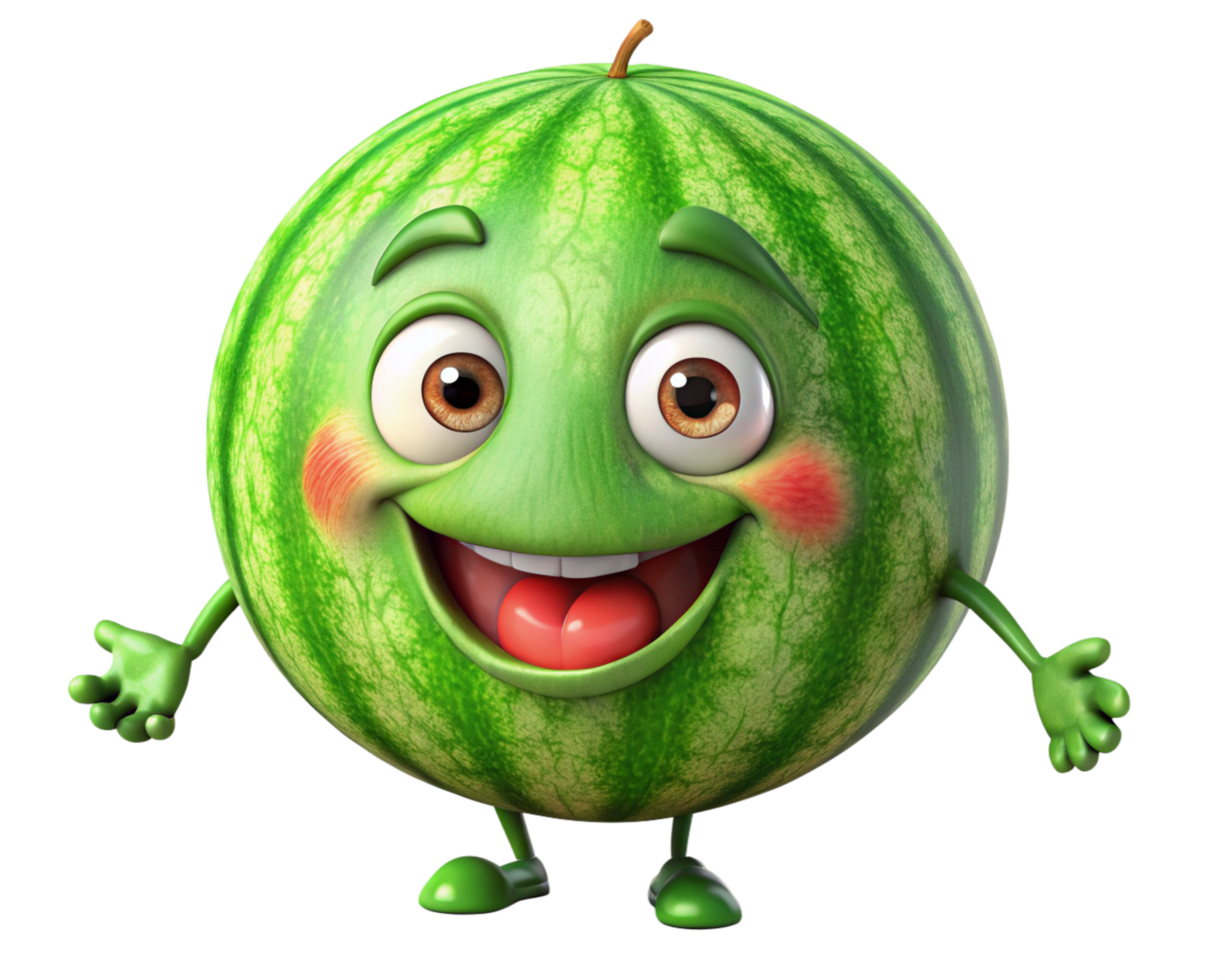 Smiling watermelon character with a friendly and warm expression png