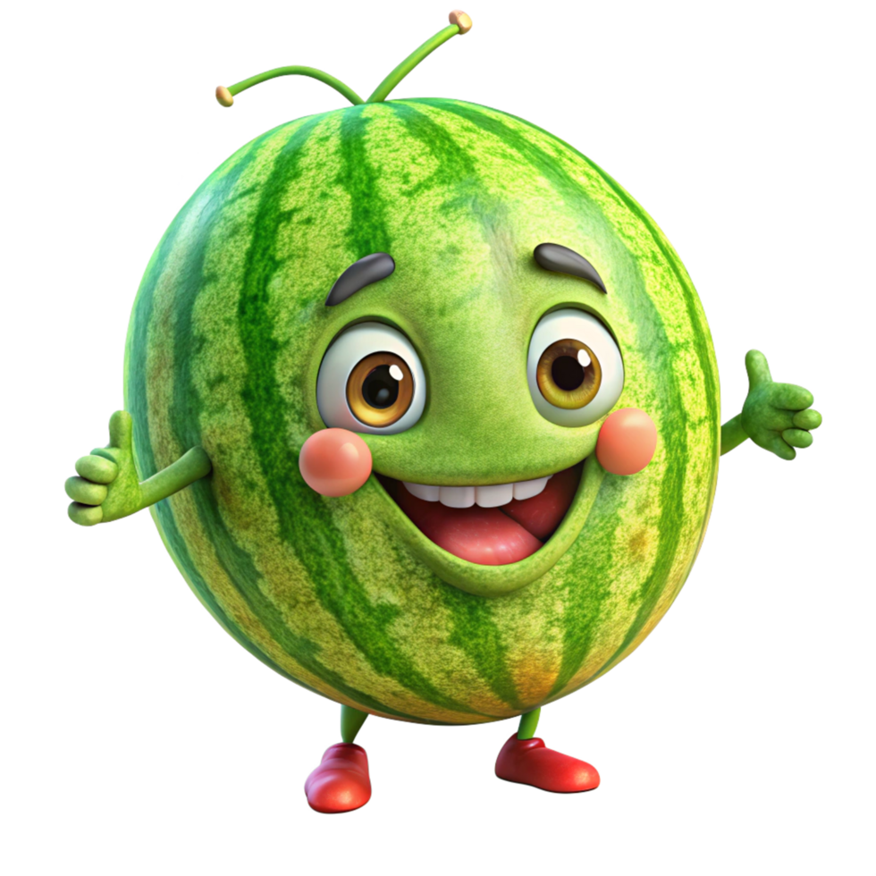 Watermelon cartoon mascot with a fun and simple design png